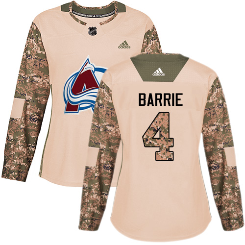 Adidas Avalanche #4 Tyson Barrie Camo Authentic Veterans Day Women's Stitched NHL Jersey